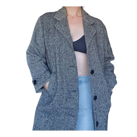 Vintage Tammy Kids to Teens Herringbone Wool Blend Trench Coat 158 CM Coquette - Picture 2 of 6